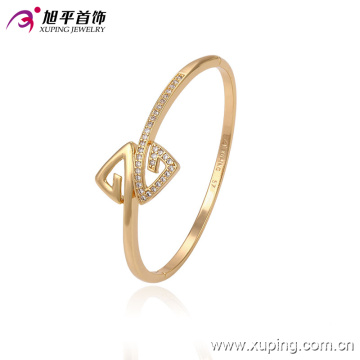 51335 Xuping Großhandel zwei Dreieck Form einfache Gold Armreif Designs mit Stein für Frauen